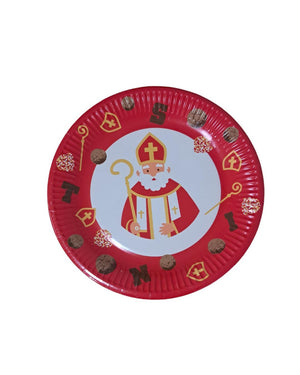 Sinterklaas borden karton rood ø23cm