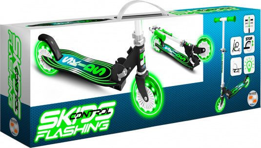 Skids control flashing 2-wiel kinderstep opvouwbaar voetrem groen