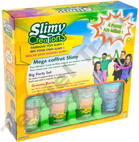 Jonotoys slimy creations, grote party set om 4 originele slimy metallic kleuren te maken
