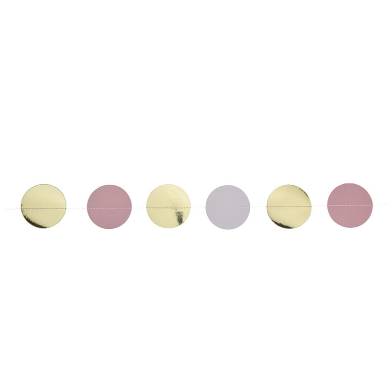 Afbeelding laden in galerijviewer, Slinger confetti roze wit goud 200cm 2 stuks
