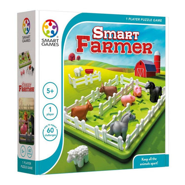 Smartgames smart farmer - logisch denkspel - 60 educatieve uitdagingen - solospel voor jonge kinderen - vanaf 5 jaar - boerderij - dieren - koe, paard, varken, schaap