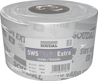 Soudal sws vario extra | vochtregulerende folie | 70 mm x 30 m | wit - 157711