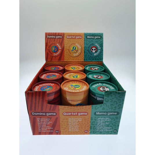 Kwartet memo domino spel in koker