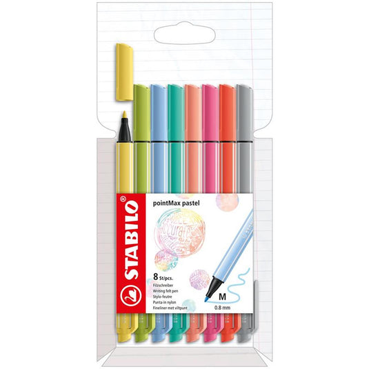 Stabilo pointmax pastel - hardtip fineliner - set met 8 stuks