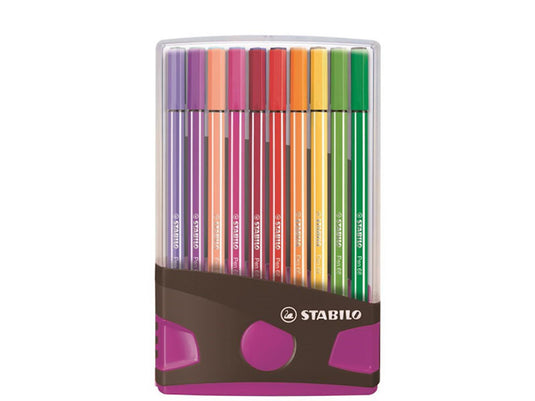 Stabilo pen 68 in 20 kleuren antraciet roze