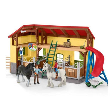 Schleich farm world - paardenstal - paarden speelgoed - 2 paarden en boerderij speelfiguren - 82 onderdelen