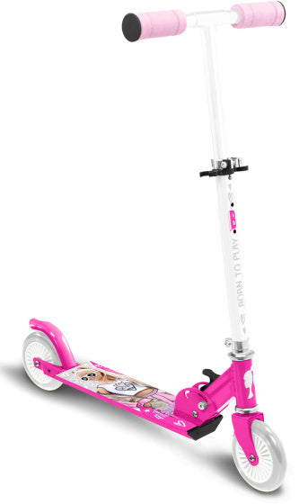 Load image into Gallery viewer, Mattel barbie 2-wiel kinderstep opvouwbaar voetrem roze
