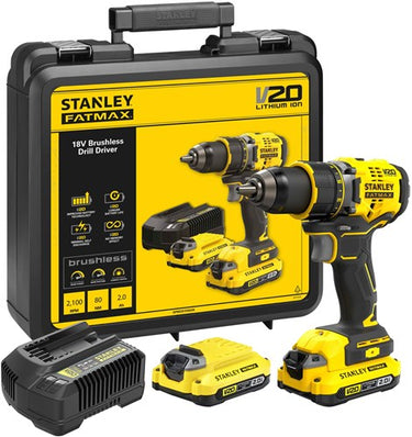 Stanley powertools stanley fatmax sfmcd720d2k v20 18v bl schroefboor | 2x 2.0ah - sfmcd720d2k-qw