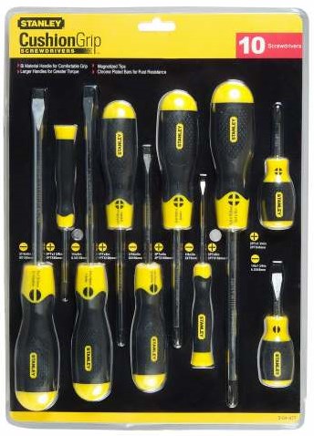 Stanley handgereedschap 10-delige cushiongrip schroevendraaierset standaard phillips - 2-65-005