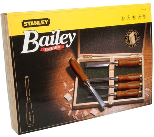 Load image into Gallery viewer, Stanley handgereedschap houtbeitelset bailey 5-delig houten kist - 2-16-217
