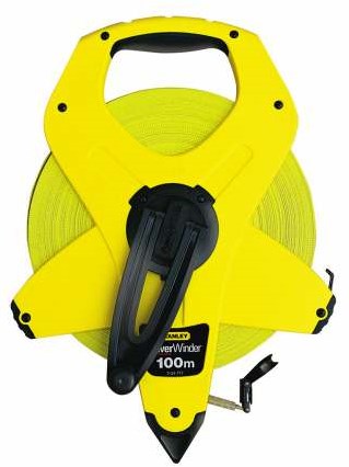 Stanley landmeter powerwinder fiberglas 60m afstandsmeter (geel zwart)