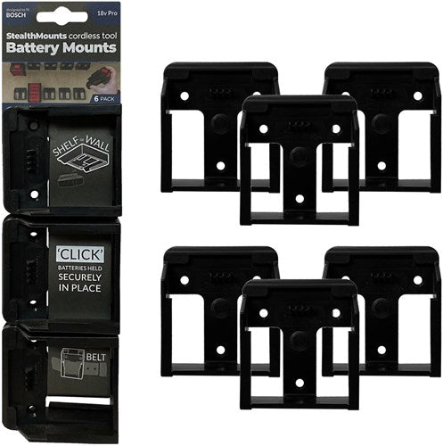 Load image into Gallery viewer, Stealthmounts batterijhouders voor bosch 18v | zwart | 6 stuks - bm-bo18-6
