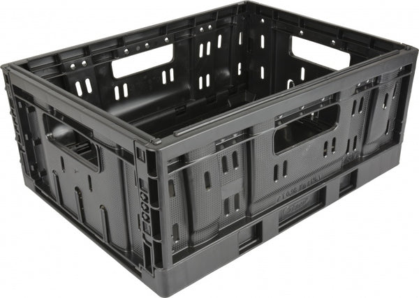 plastic folding crate small 20 liters foldable black