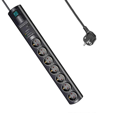 Brennenstuhl primera-tec 19.500 a automatische stekkerdoos met overspanningsbeveiliging zwart 2m h05vv-f 3g1,5