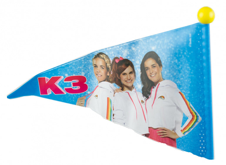 Load image into Gallery viewer, Studio 100 fietsvlag k3 junior 150 cm vinyl roze geel
