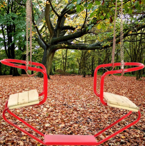 Load image into Gallery viewer, SwingKing Duoschommel 92 x 44 x 53 cm Staal Hout Rood Naturel
