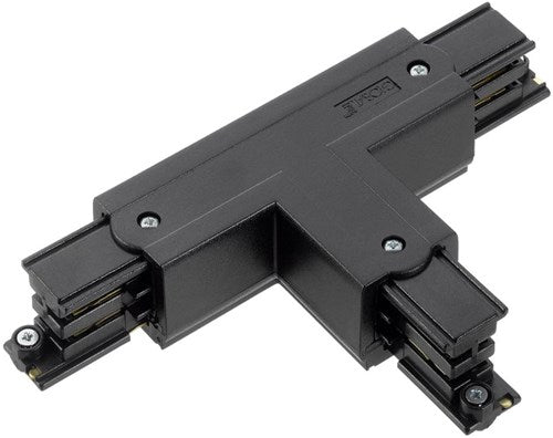 Afbeelding laden in galerijviewer, Enzo t-stuk links vast 90gr tbv. rail 3-fasen zwart - 5050055
