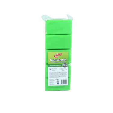 Multy niet-krassende schuursponsen met greep 13x6,5x4,5cm 10-pack groen