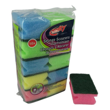Multy schuursponsen met greep pak a 10 stuks 9x6,5x4,5cm