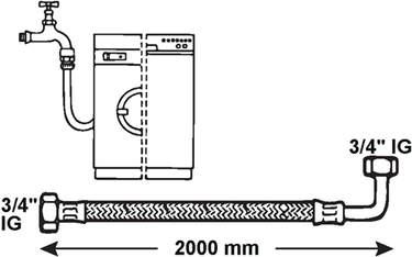 Cornat wasmachine-toevoerslang 2m00 rvs - t357215