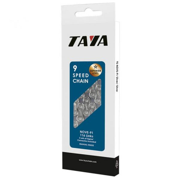 Taya chain Nove 9 speed silver, 1/2x5/64 116L Suitable for E-Bike (hang packaging)