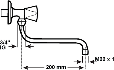 Cornat zwenkuitloop wandkraan s-vorm 200mm - tec351002