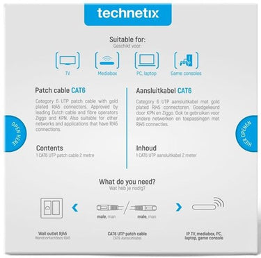 Enzo technetix patchkabel utp cat6 2m wit - 2077000