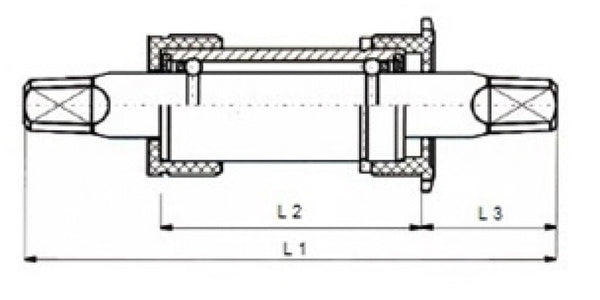 Ball bearing bottom bracket 110 mm italian alu