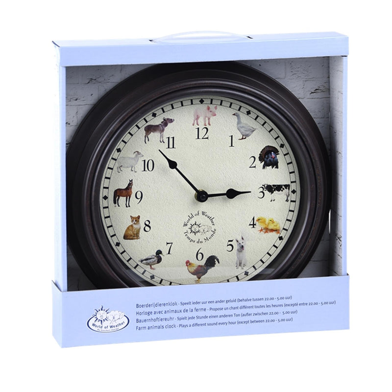 Load image into Gallery viewer, Esschert design klok met dierengeluid

