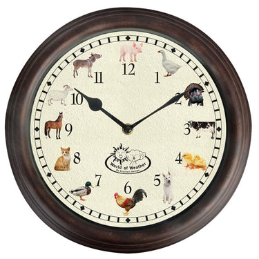 Esschert design klok met boerderijdiergeluiden