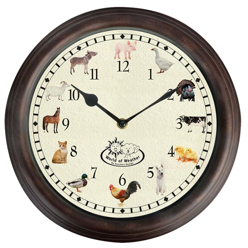 Load image into Gallery viewer, Esschert design klok met dierengeluid
