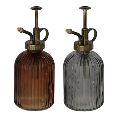 Esschert design plantensproeier glas geribbeld bruin of grijs l8 x d7,6 x h19,2cm