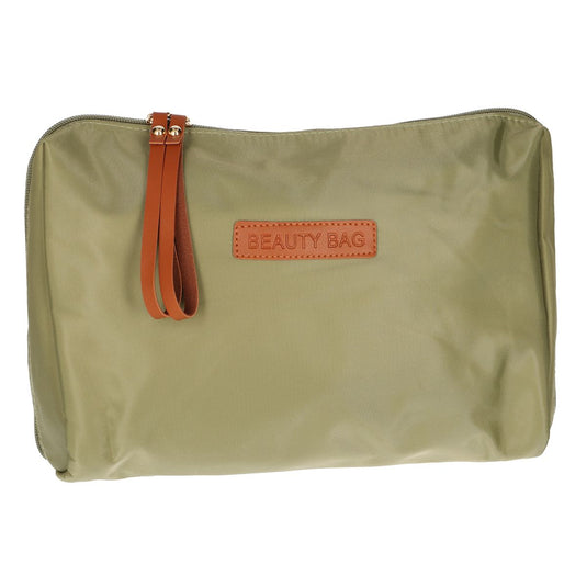 Traveller toilettas beauty bag groen bruin 30cm x 20cm