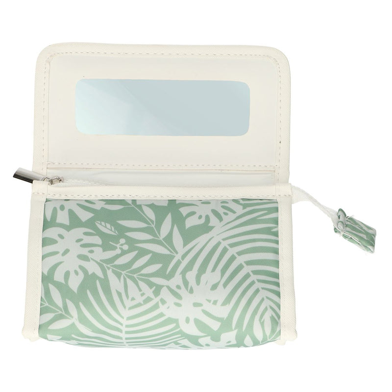 Load image into Gallery viewer, Traveller spiegeltas bladeren groen wit 16.5cm x 11cm
