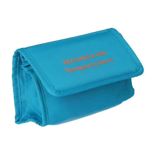 Traveller spiegeltas sea, sand sun blauw oranje 16.5cm x 11cm
