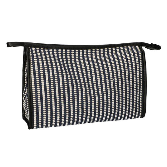 Traveller toilettas stripe blauw creme 30x20cm