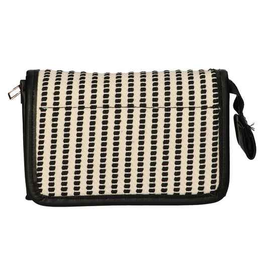 Traveller spiegeltas stripe zwart creme 16.5x11cm