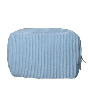 Traveller toilettas rib stof blauw 28x17cm
