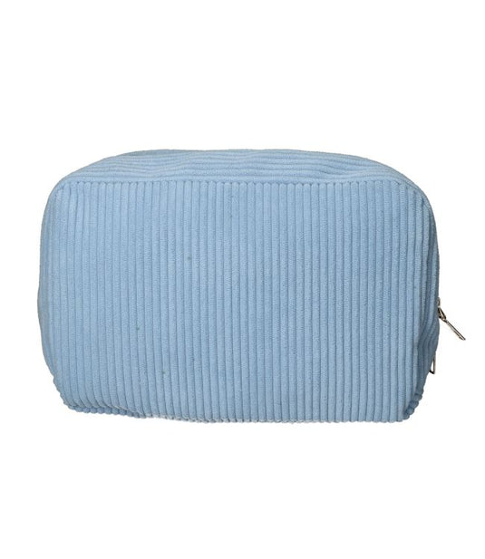 Traveller toilettas rib stof blauw 28x17cm