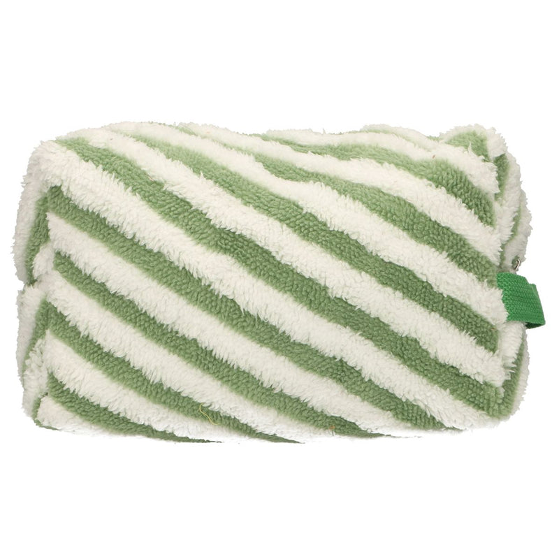 Load image into Gallery viewer, Traveller toilettas badstof stripe groen 23cm x 13cm
