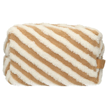 Traveller toilettas badstof stripe bruin 23cm x 13cm