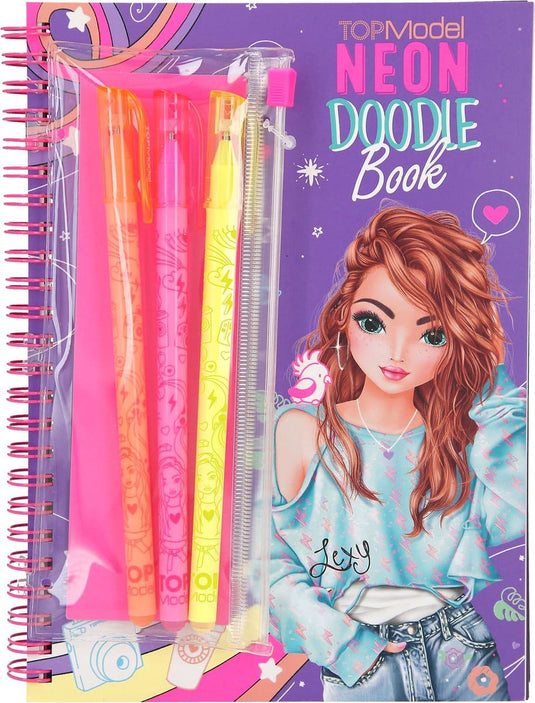 Van der doelen topmodel neon doodle kleurboek met stiften