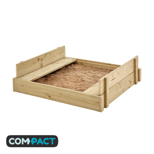 Tp toys Houten Zandbak met Deksel, Zitbankjes Bodemfolie