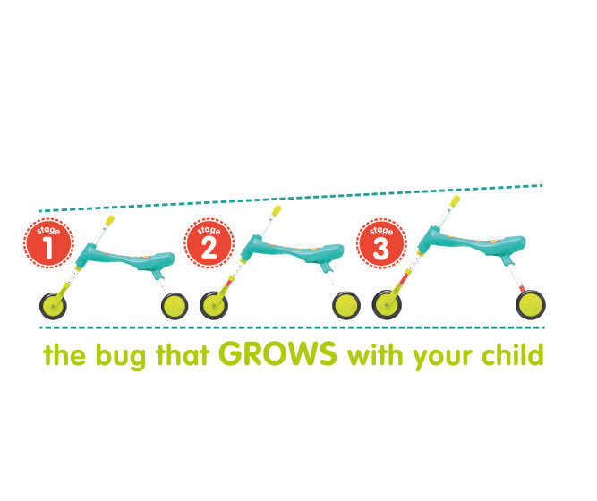 Load image into Gallery viewer, The bugs scuttlebug xl splodge loopfiets met 3 wielen junior turquoise groen

