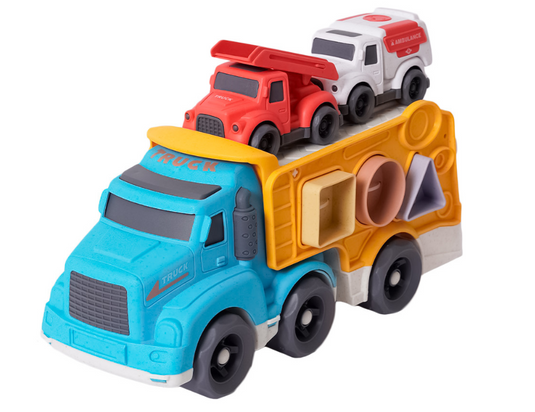 Bio toys bioplastic truck met vormenstoof - incl. 2 hulpdienstwagentjes