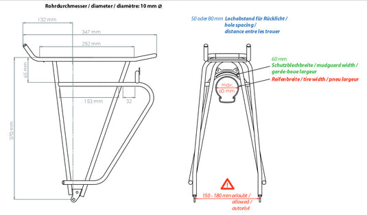 Tubus cosmo stainless steel 26 -28 pannier rack