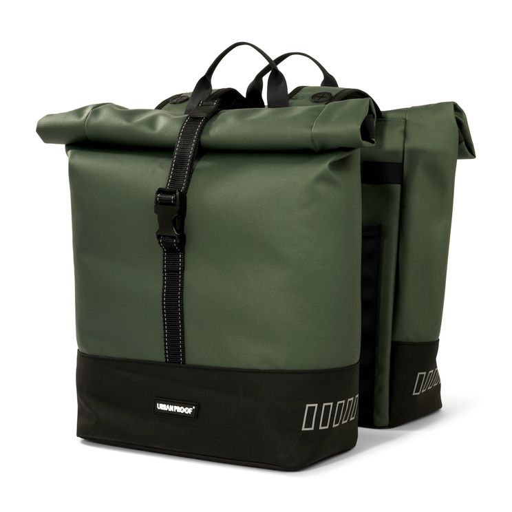Load image into Gallery viewer, UrbanProof Urbanproof rolltop dubbele fietstas 38 liter groen
