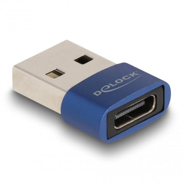 Delock usb 2.0 adapter usb-a male > usb-c female (blauw)