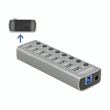 Delock usb 3.2 gen 1 hub met 7 poorten usb-hub (grijs)