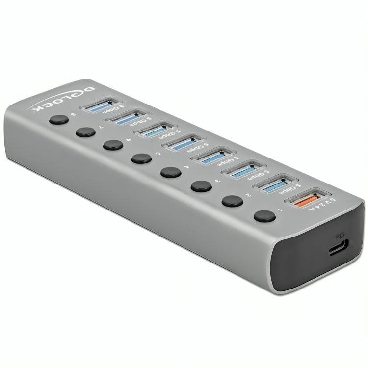 Load image into Gallery viewer, Delock usb 3.2 gen 1 hub met 7 poorten usb-hub (grijs)
